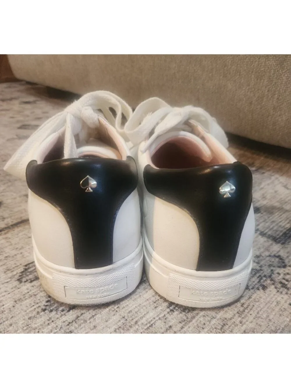 Kate Spade Women's Sz. 9.5B Alanna White & Black Leather Sneakers